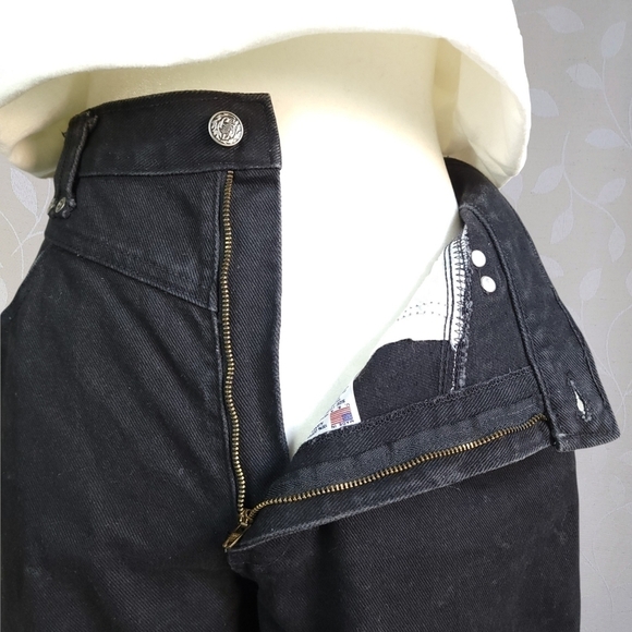Vintage 90s High Rise Denim Mom Jeans 100% Cotton Washed Black Ozark 26 - Picture 7 of 15